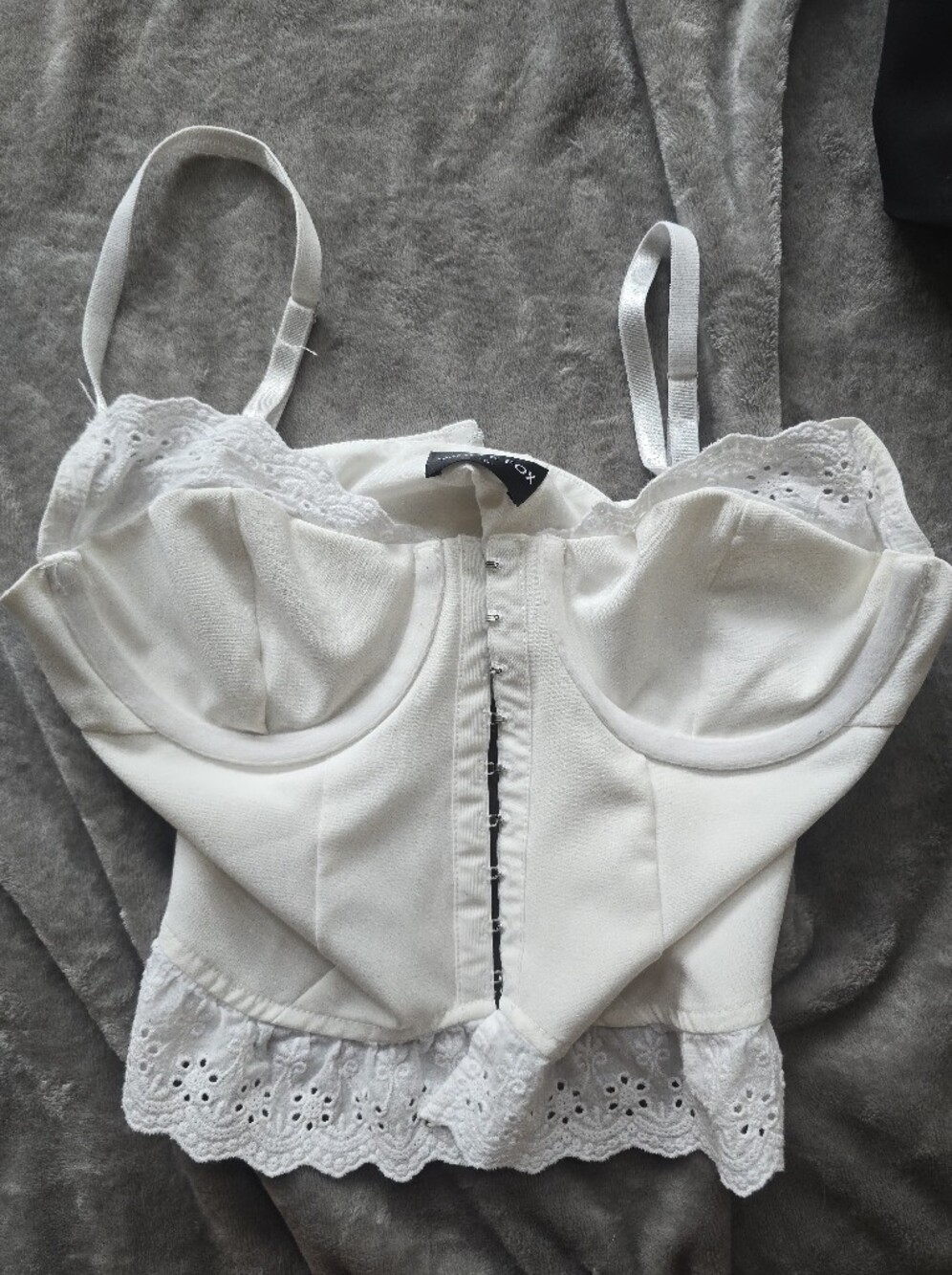 White Fox White Lace Trim Corset Top